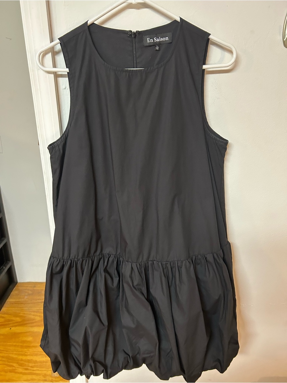 En Saison Black Sleeveless Bubble-Hem Midi Dress